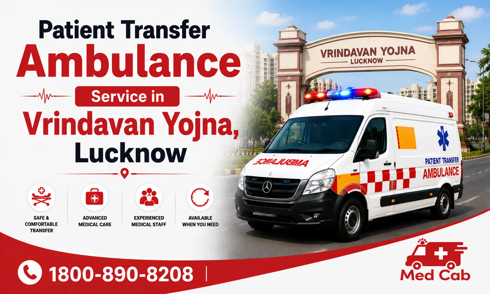 Patient transfer ambulance service in Vrindavan Yojna, Lucknow