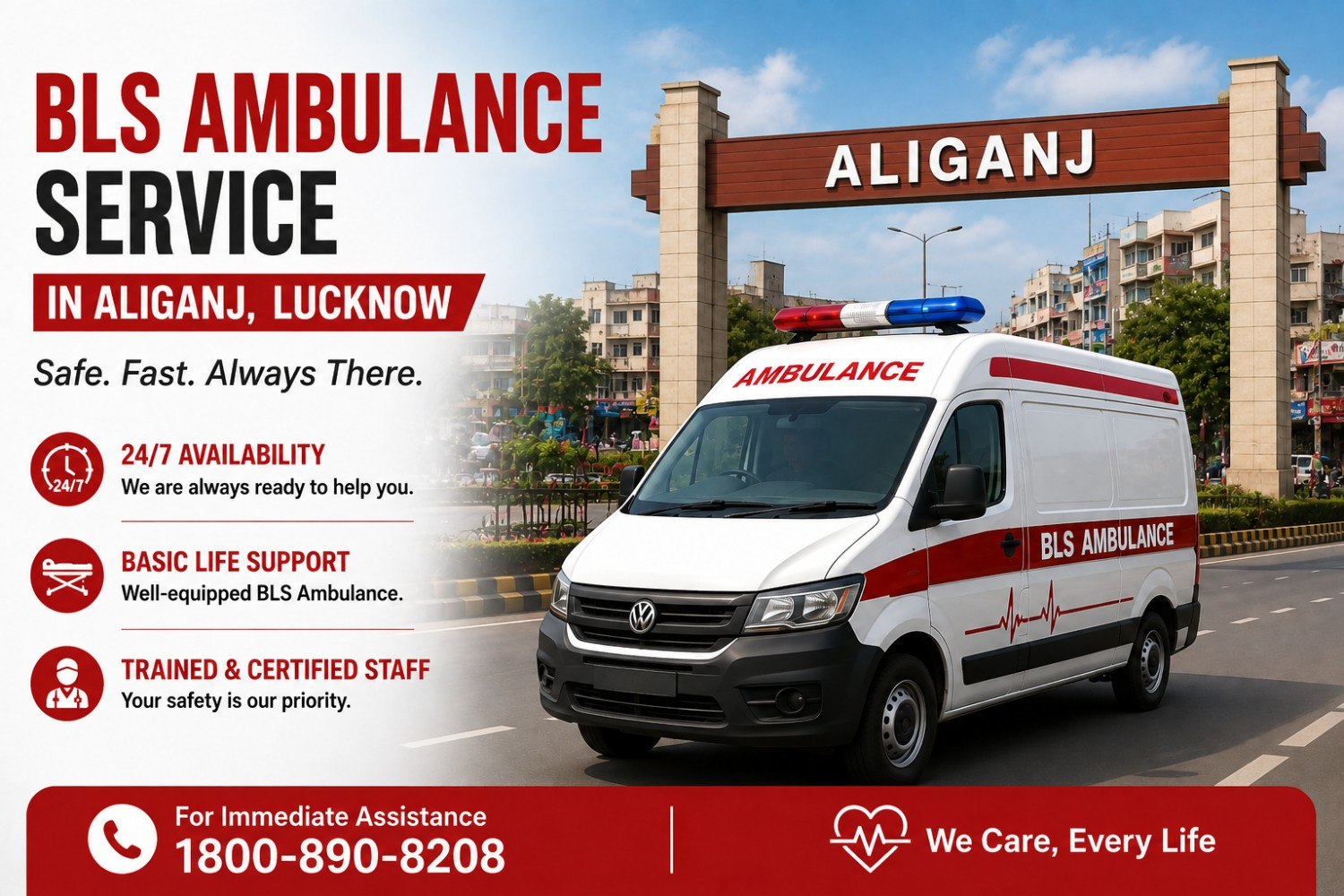 BLS Ambulance Service in Aliganj, Lucknow